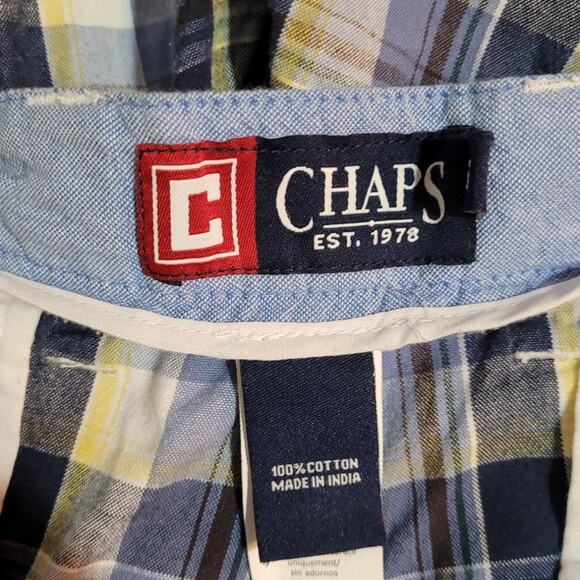 Chaps Mens Madras Plaid Shorts Sz 36 Blue Yellow Cotton Preppy Golf Dadcore - Picture 4 of 7